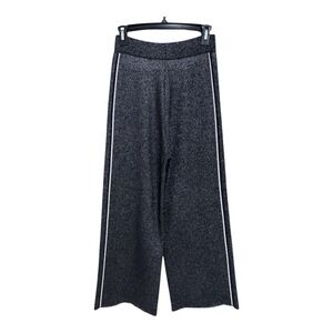 SUNCOO Black Wide Leg Thick Sweater Pants Silver Glitter Size T1 Small